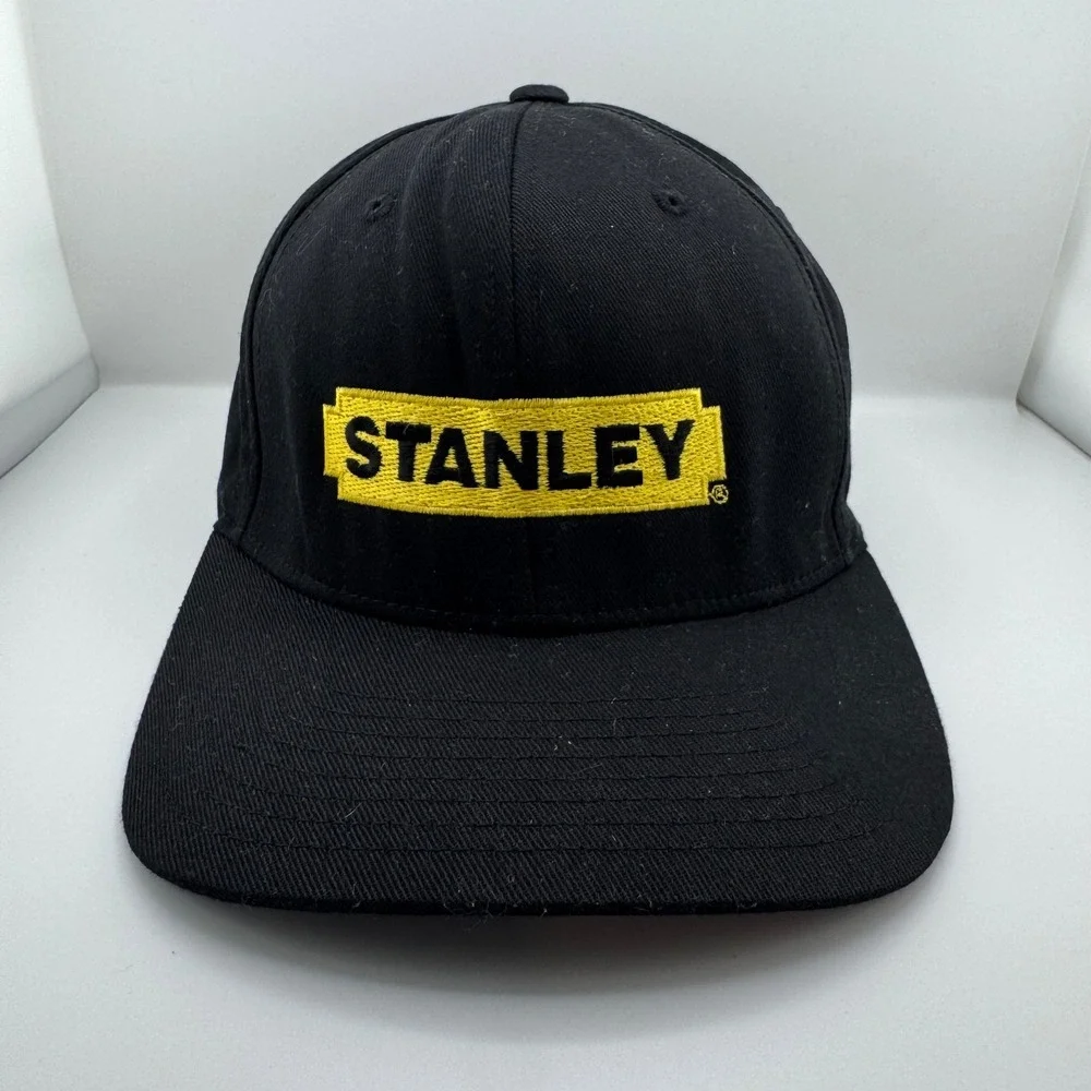 Stanley Tools Flexfit Hat Mens L-XL Black Yellow Embroidered Logo Good Condition